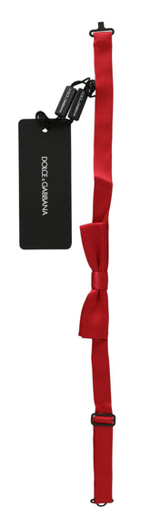 Dolce & Gabbana Red 100% Silk Slim Adjustable Neck Papillon Bow Tie